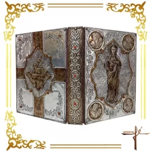Capa de Evangeliário Artesanal - Ita - Sagrado Coração de Jesus - Cod. AF007 - Dimensões: 36x26x5,5cm