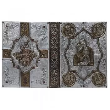 Capa de Evangeliário Artesanal - Ita - Sagrada Família - Silver - Cod. AF008 - Dimensões: 36x26x5,5cm