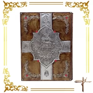 Capa de Evangeliário Artesanal - Ita - Sagrada Família - Gold - Cod. AF009 - Dimensões: 36x26x5,5cm