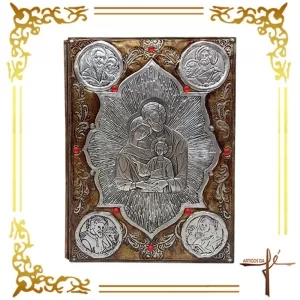 Capa de Evangeliário Artesanal - Ita - Sagrada Família - Gold - Cod. AF009 - Dimensões: 36x26x5,5cm